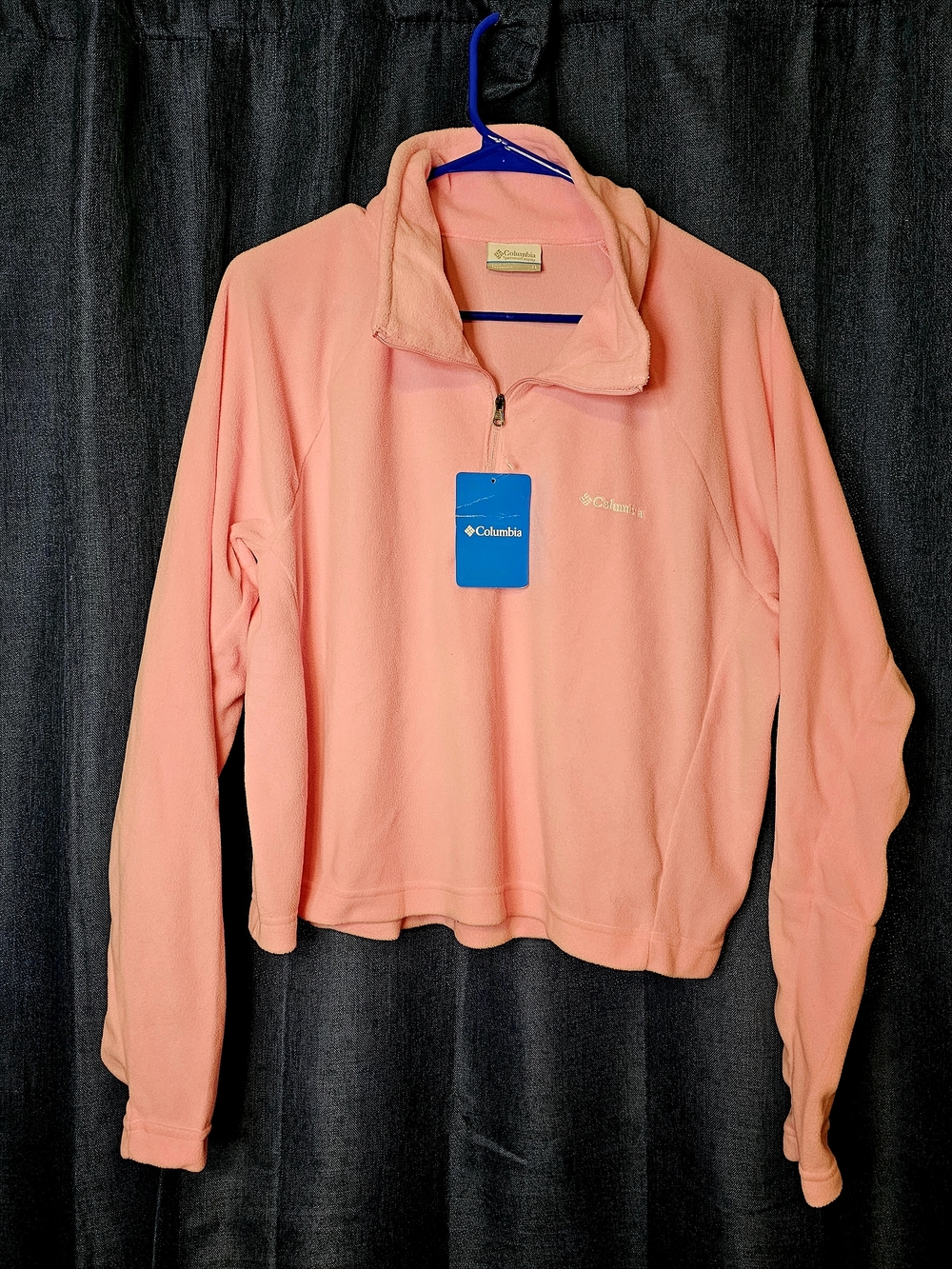 Columbia Womens Glacial Cropped II 1/2 Zip Top PINK XL NEW - Picture 1 of 7